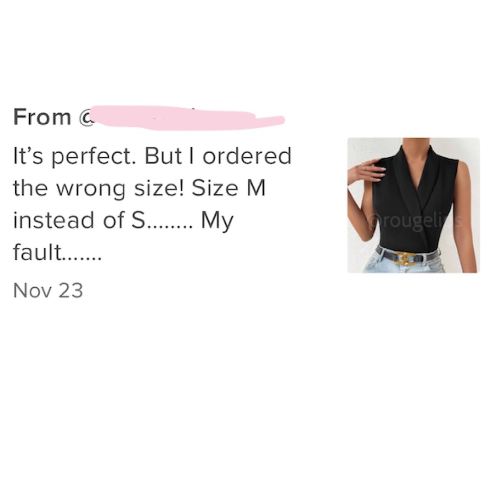 Black Bodysuit V-Neck Overlapping Collar Sleeveless - Picture 9 of 9